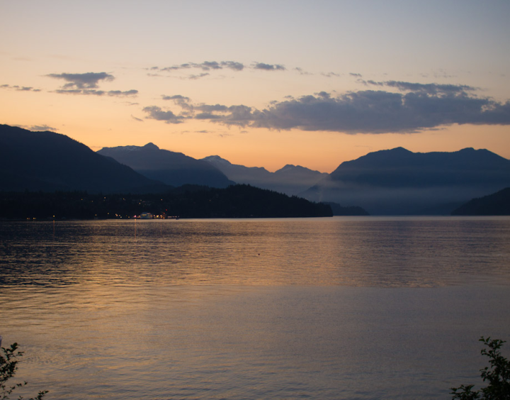 Looking across Howe Sound at the Langdale ferry terminal