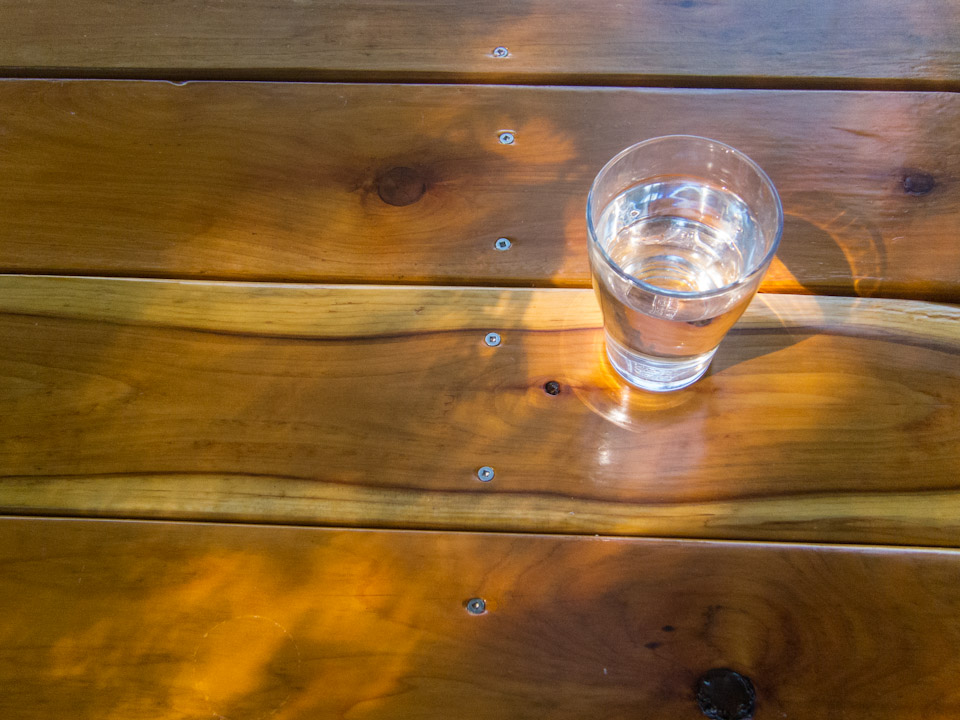 Outdoor table hand-built of Howe Sound cedar