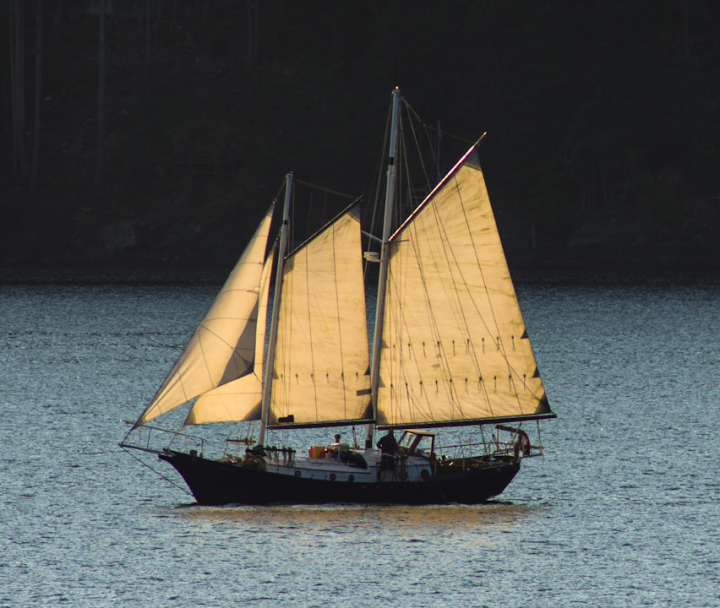 Two masts, four sails