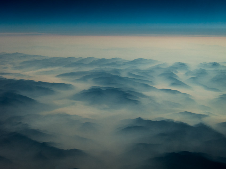 Pacific Northwest mountains in clouds