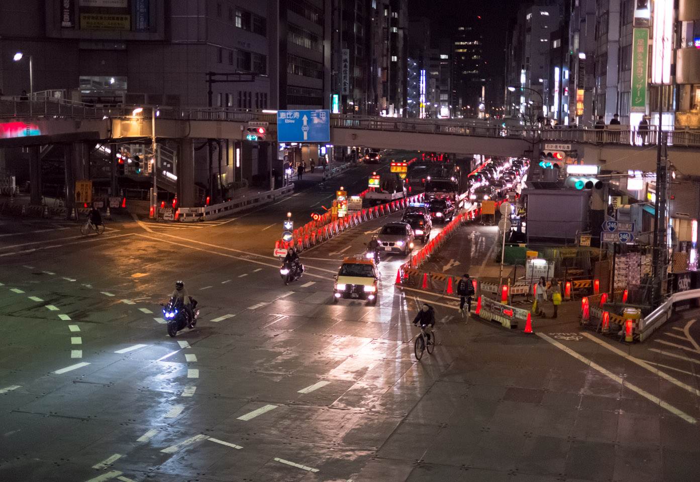 The lights turn green behind Shibuya station