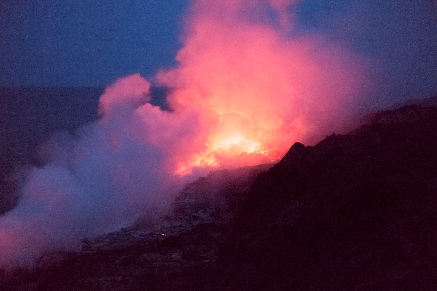 Lava enters the sea