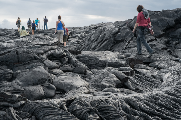Walking across cold lava to hot lava