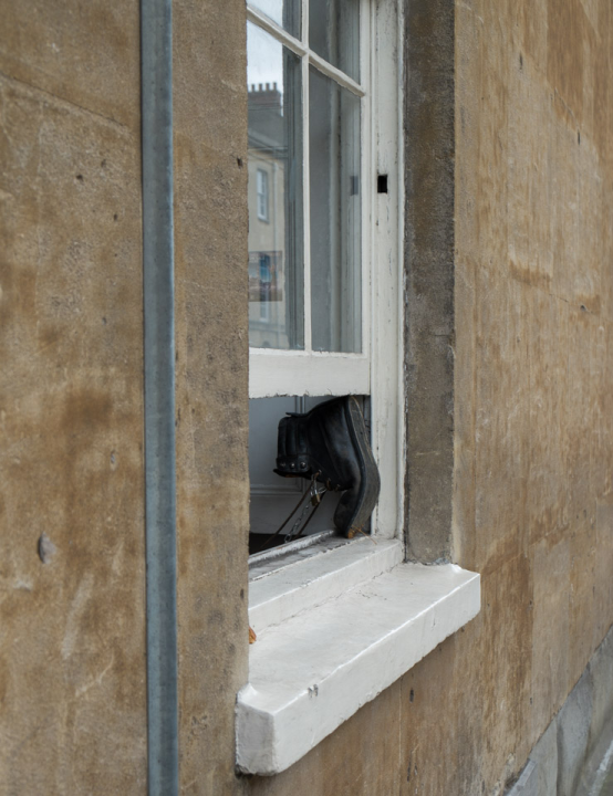 Boot holds window open in Oxford