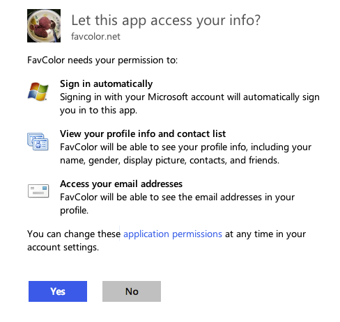 Microsoft login approval screen