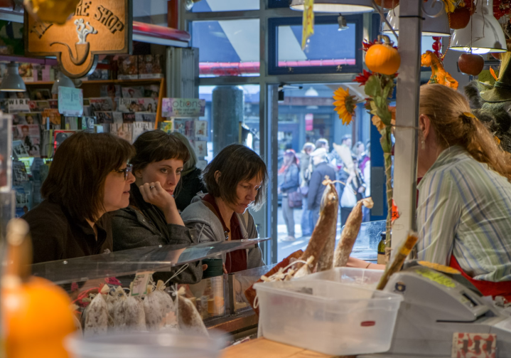 Shoppers at Oyama Sausage Co.