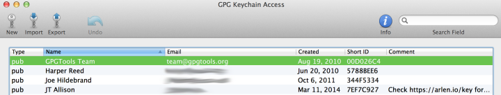 GPG Keychain Access on OS X