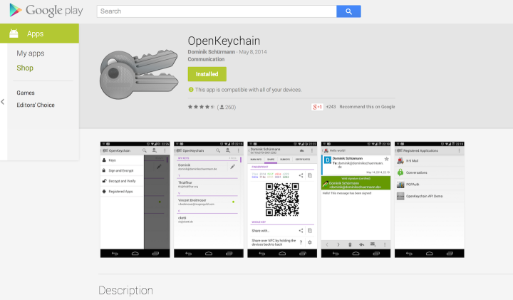 OpenKeychain in Google Play Store