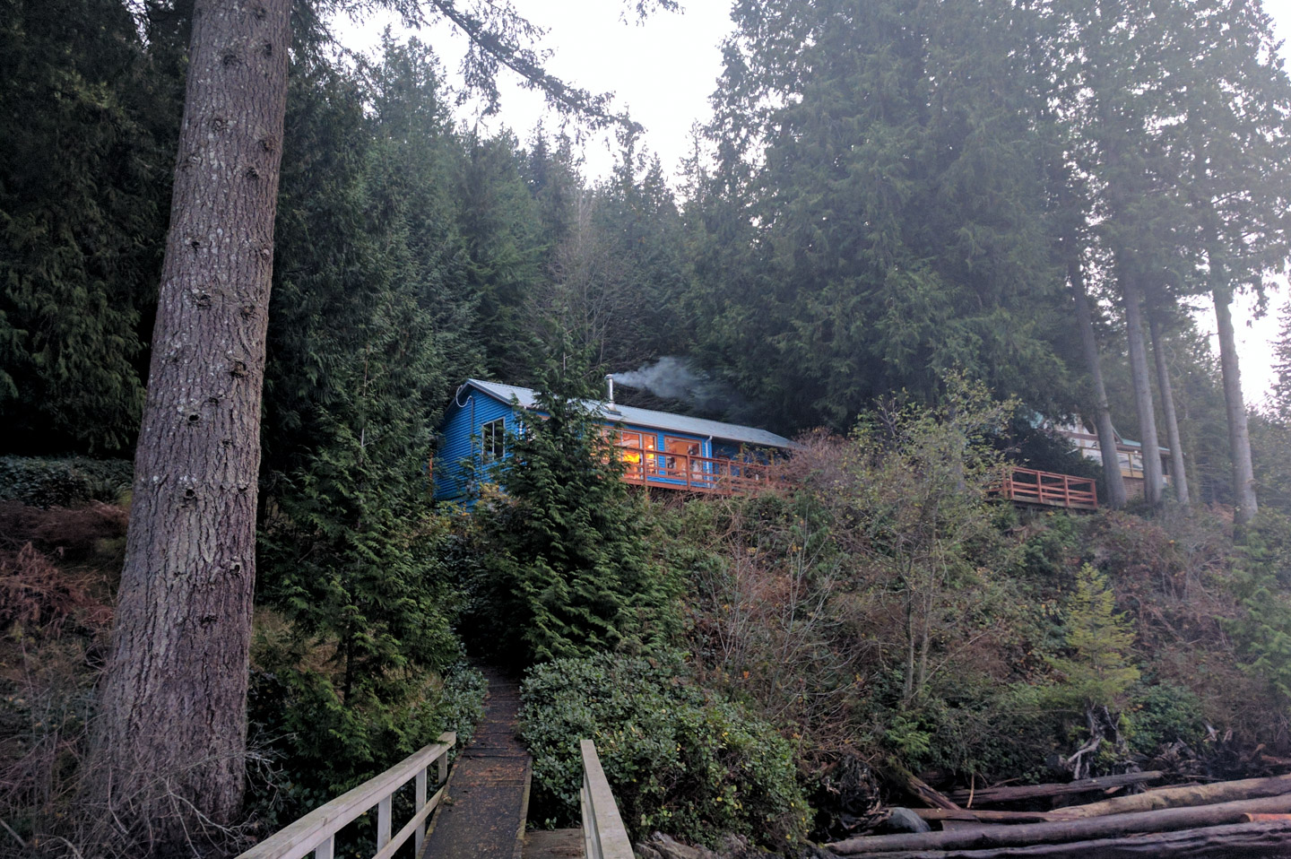 Our cabin at dusk (G-cam)