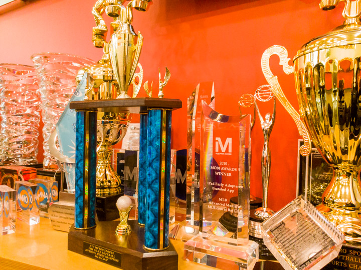 Trophies at the MLB.com office