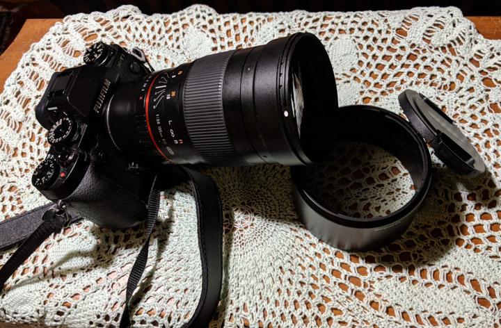 Fuji X-T1 with Samyang 135mm F2 attached
