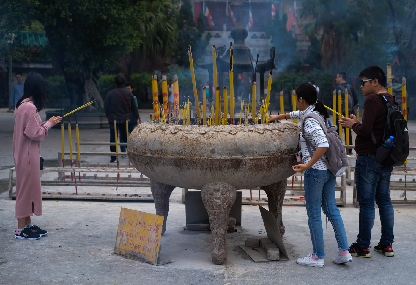Burning incense at Po Li monastery
