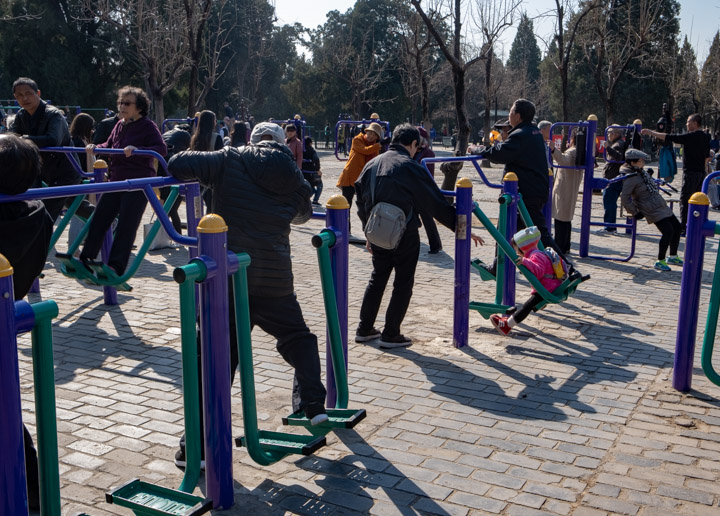 Exercising in the Temple of Heaven park, Beijing