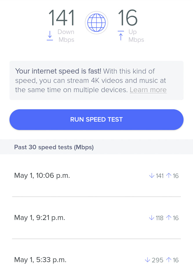 Eero network speed tests