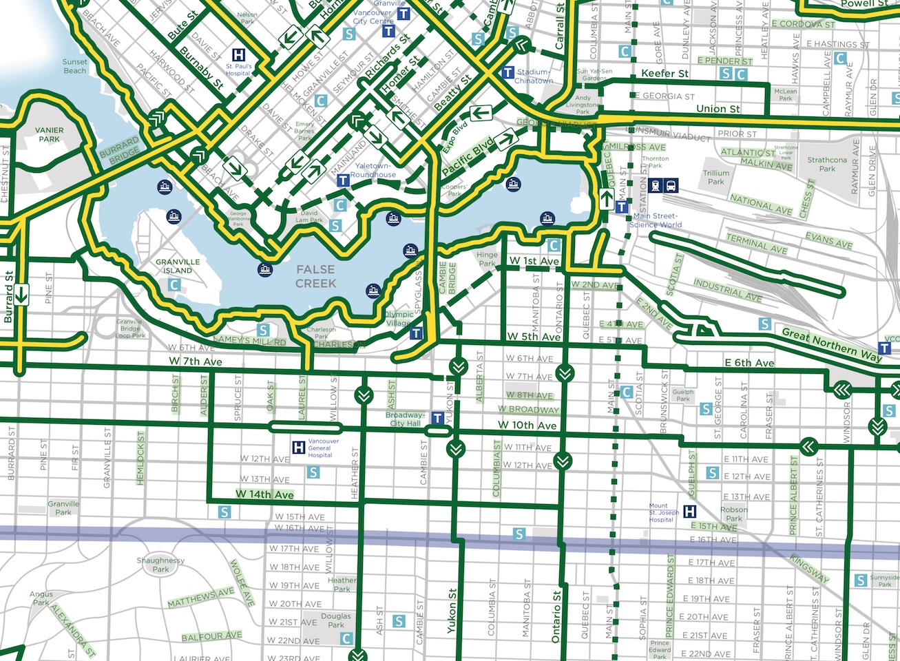 Central Vancouver biking map