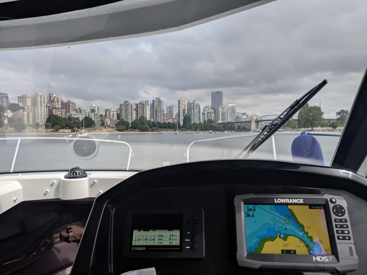 Vancouver through Jeanneau 795 windshield