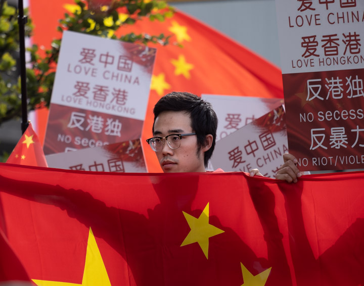Pro-Beijing demonstrator