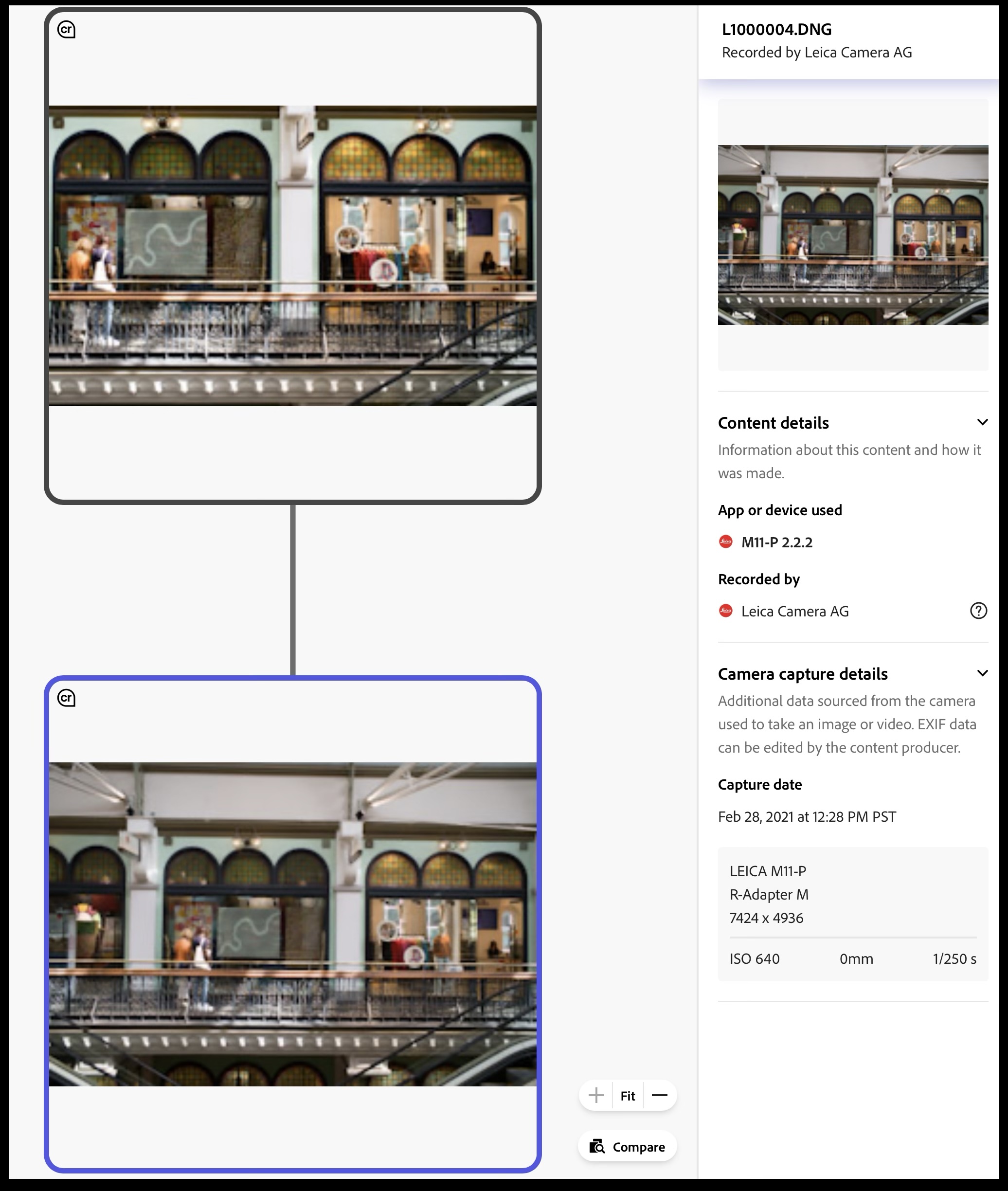 Content credentials as displayed by the Inspector