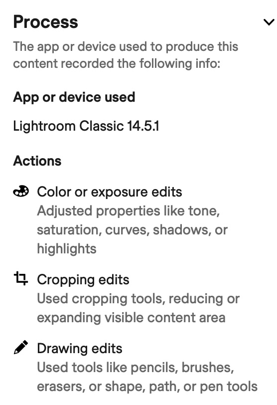 Lightroom C2PA assertions with automation AI