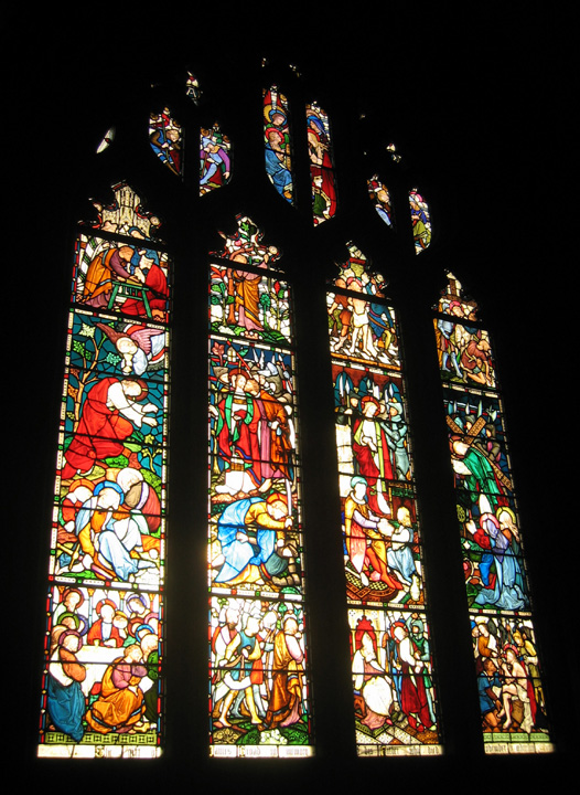 Stained glass window in St. Mary Radcliffe church, Bristol