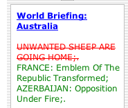 Delta including Australian sheep, French emblems, and Azerbaijan