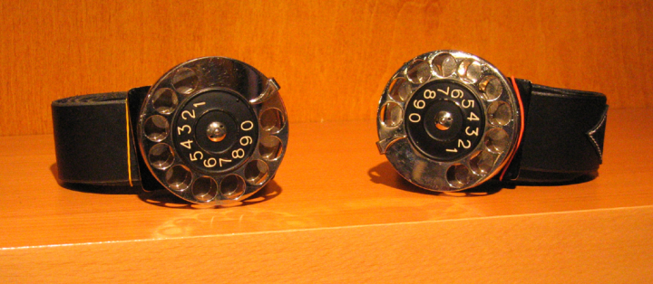 Belts with rotary phone dials Belts with rotary phone dials