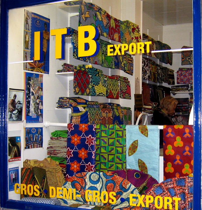 African fabrics in store window