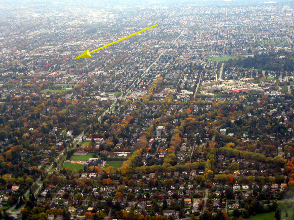 Vancouver from the air, Cambie and King Edward