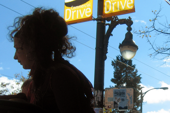 People from the Hanava patio on Commercial Drive