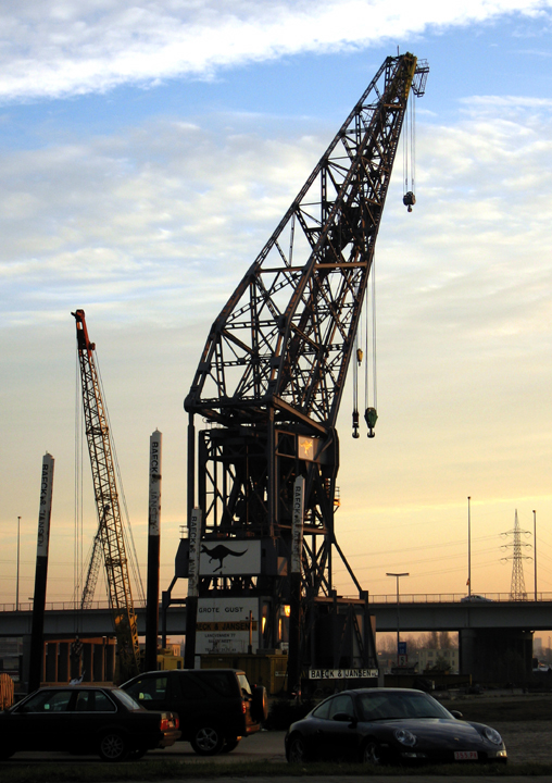Crane, early morning, Antwerp harbour