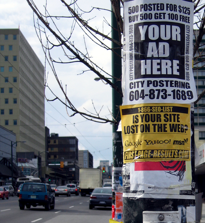 Ragged downtown poster advertises high search-enging ranking