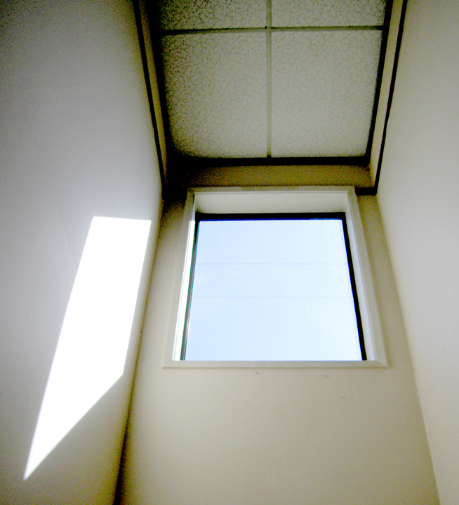 Sunlit stairwell in central Vancouver