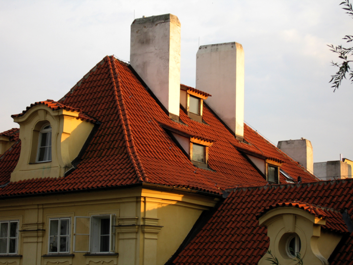 Tile rooftops in Prague near the Charles bridge