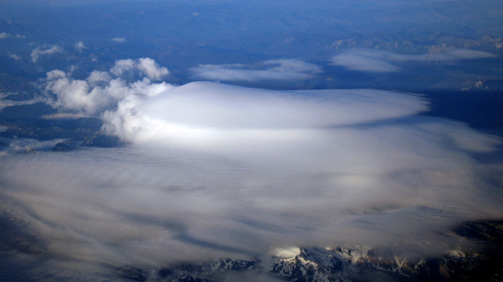 Mountain in the Rockies under clouds