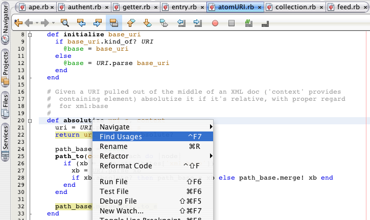 NetBeans doing Find Usages in ruby code