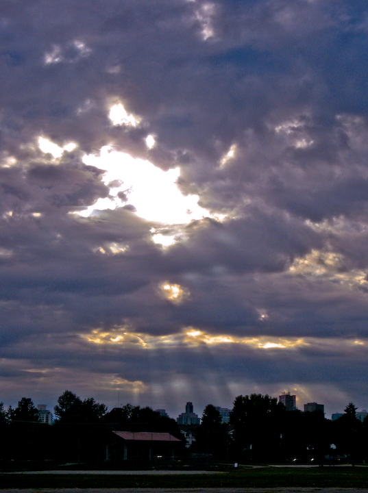 Sun through cloud in Strathcona park