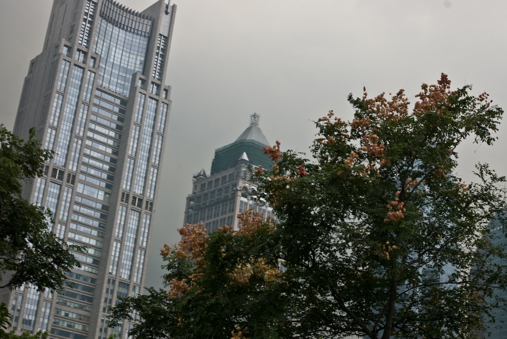 Shanghai buildings against grey sky