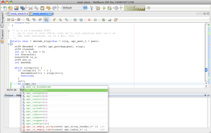 NetBeans editing C code