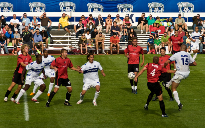 Hot action an a Vancouver-Atlanta USL soccer game