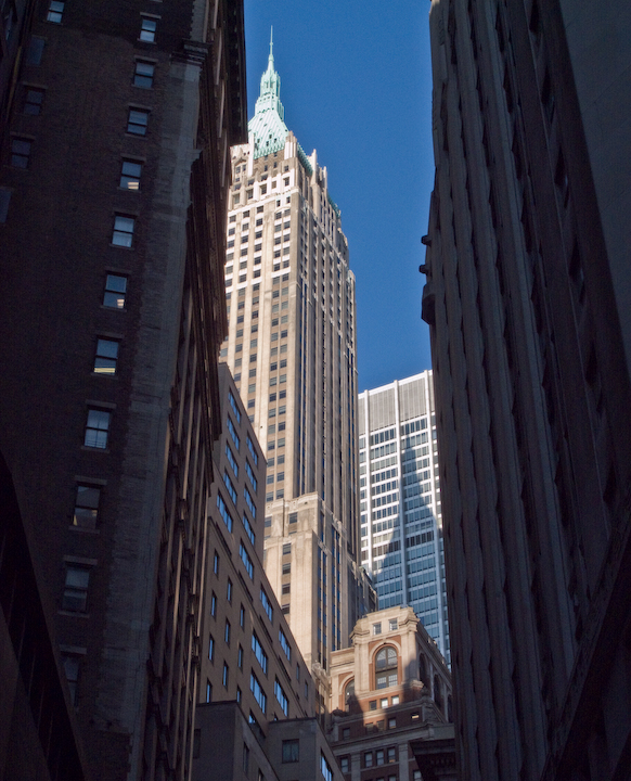 Crowded buildings in New York’s financial district.