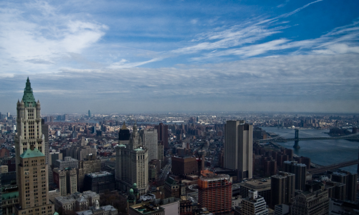 View from way up high in New York’s financial district