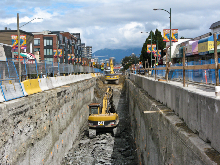 The Canada Line under cut-and-cover construction