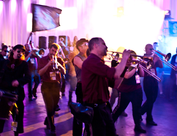 The Extra Action Marching Band in action at CommunityOne