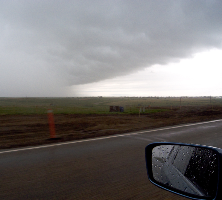 Oncoming storm in Southern Alberta from the driver’s seat