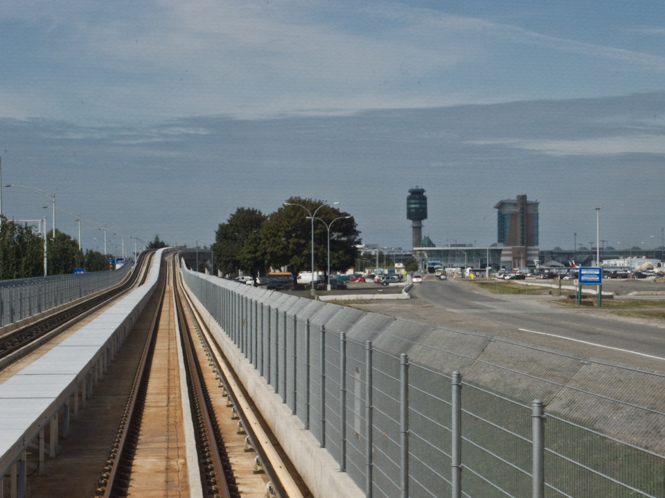 Approaching Vancouver airport on the Canada Line