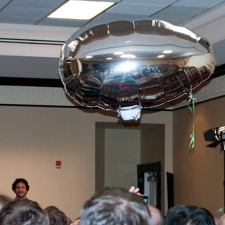 A BlimpDuino in flight at RubyConf 2009