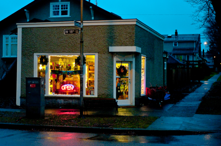 Neighborhood store on a wet New Year’s Day