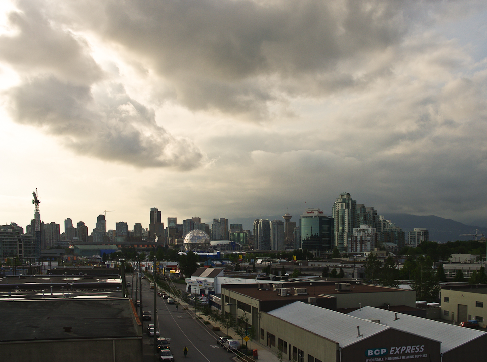 Clouds, looking west from central Vancouver