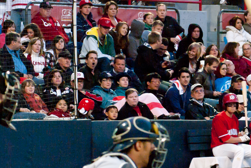 Close crop of high-ISO baseball photo