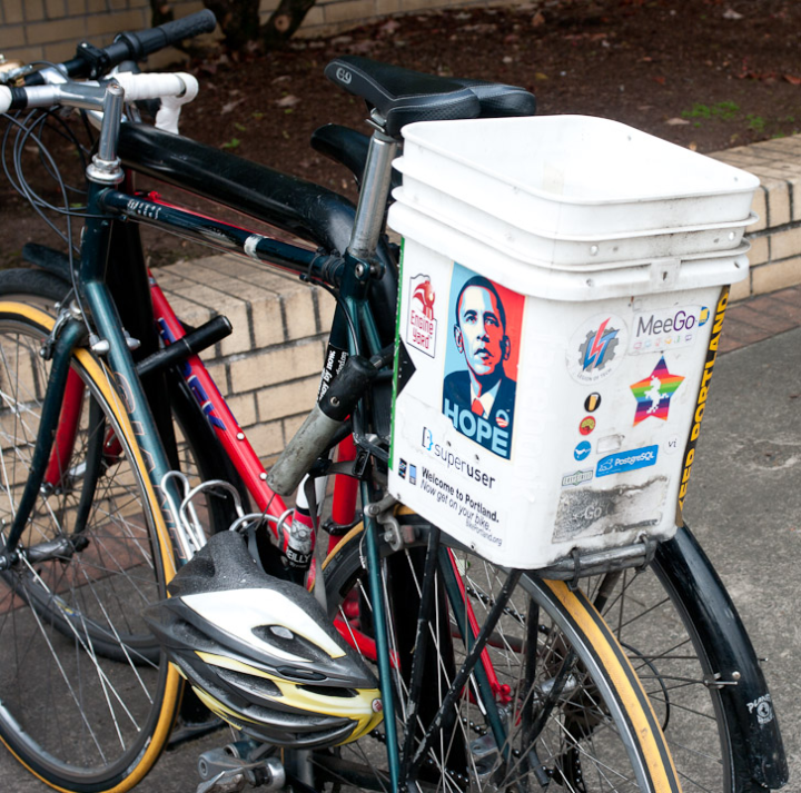 Free-software bicycle outside OSCON